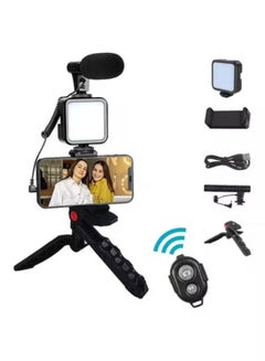 Buy Smartphone Video Vlogging Kit with Microphone Tripod LED Light Wireless Remote Phone Holder Phone Stands Smartphone Video Microphone Rig Kit for YouTube TIKTok Filming Vlogging Equipment in UAE