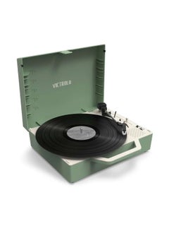 Buy Victrola Re-Spin Sustainable Suitcase Record Player with Built in Bluetooth Speakers 3 Speed Belt Driven Turntable Built-in Bass Radiator 3.5mm Headphone Jack Basil Green Color in UAE