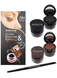 Buy 2-Piece Fascinated Eyebrow And Eyeliner Cream With Brush Black/Brown in UAE