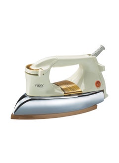 Buy Automatic Dry Iron: Super Deluxe Heavy Weight Iron Box with Temperature Settings Dial, Auto Shut Off Function, and Teflon Coating - Suitable for All Fabrics - White/Golden (2.5 kg, 1200 W) in UAE