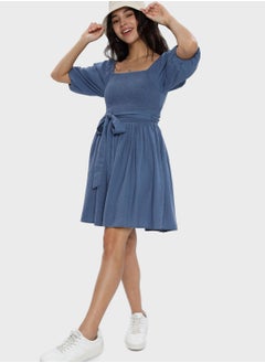 Buy Square Neck Ballon Sleeve Dress in UAE