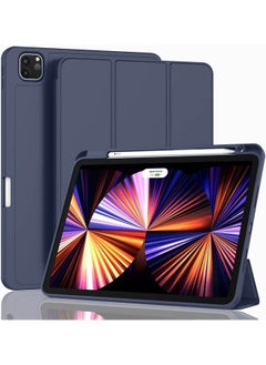 Buy New iPad Pro 12.9 Inch Case 2022/2021/2020 6th/5th/4th Gen with Pencil Holder Smart iPad Case Support Touch ID and Auto Wake/Sleep with Auto 2nd Gen Pencil Charging Dark Blue in Saudi Arabia