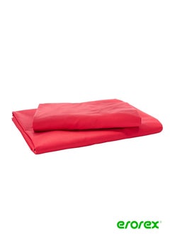 Buy Single Flat Sheet 2Pc Set 100% Cotton Dyed Percale  Size 160 X 220 Cm  1Pc Pillowcase 50 X75Cm Red in Saudi Arabia