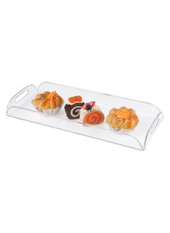 Buy Acrylic Tray, Clear Tray, Acrylic Serving Tray with Handles for Ottoman, Coffee, Appetizer, Breakfast (Clear) in UAE