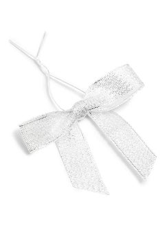 Buy Silver Satin Bow Twist Ties For Treat Bags (100 Pack) in UAE