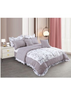 Buy Super King 8 Pieces Comforter set Ruffle Bedding Set, Cotton and Polyester Quality Dorm, Duvet( 240*260cm) in UAE