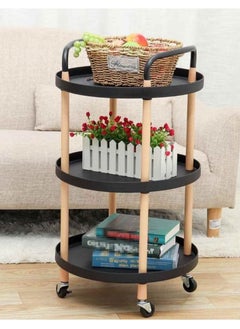 Buy Serving cart with 3 circular shelves on wheels in Saudi Arabia