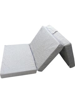 اشتري TrI-fold Foam Mattress Foldable Bed Mattress with Washable Cover Non-Slip Bottom Camping Floor Mattress Guest Bed for Camping Light Gray 180x90x10cm في الامارات