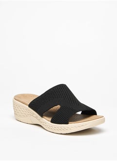 Buy Textured Slip-On Sandals with Wedge Heels in UAE