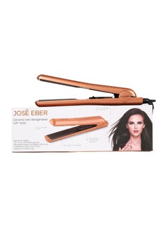 Buy Pure Ceramic Flat Iron - Frizz-Free Styling Hair Straightener For Salon-Quality Results- Dual Voltage Travel Iron Gold in UAE