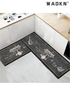 Buy Kitchen Rugs and Mats Washable [2 PCS],Non-Skid Soft Absorbent Kitchen Mats Set for Floor,Comfort Runner Rug Carpets for Kitchen Floor,Sink,Laundry,Hallway,Dinning Room,Office in Saudi Arabia