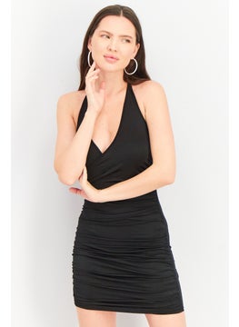 اشتري Women Ruched Mini Dress, Black في الامارات