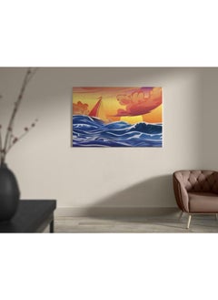 Buy Boat in stormy sea illustration Printed canvas wall art 120x80 in Egypt