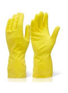Buy Home Pro Cleaning Gloves Large Reusable Dishwashing Gloves Rubber Hand Yellow Gloves Stretchable Gloves For Washing Cleaning Kitchen Long Dish Glove For Household(Yellow) in UAE