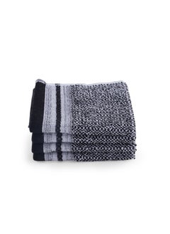 Buy Retreat Melange 4-piece Fingertip Towel Set 30x30cm- Grey in UAE