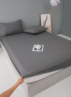 Buy Variance Size 3 Pieces Set Bedsheet with 2 Pillow Cases, Dark Gray Color in UAE