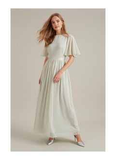 Buy Flutter Sleeve Chiffon Maxi Dress in UAE