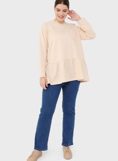 Buy Round Neck Tiered Hem Sweatshirt in UAE