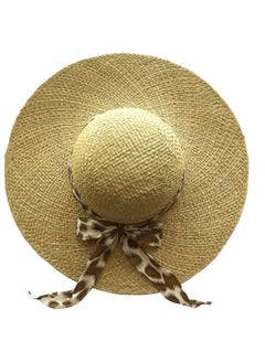 Buy Seagrass Lace Ladies Summer hat/beach hat brown color with tiger print ribbon brown straw in UAE