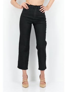 Buy Women Regular Fit Straight Leg Stretchable Jeans, Black in UAE