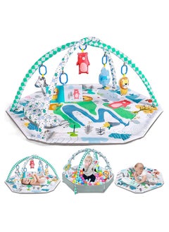 اشتري Tummy Time Mat, 4-in-1 Baby Gym Activity Play Mat & Ball Pit, with High Contrast Toys & Self-Discovery Mirror & Tummy Time Pillow for Sensory and Motor Skill Development في السعودية