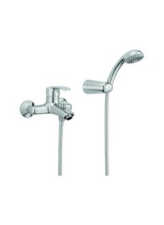 Buy Gs Rubinetterie Glass Wall Mounted Single Lever Bath Shower Faucet With Hand Shower Set Chrome in Saudi Arabia