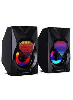 اشتري مكبرات صوت لألعاب الكمبيوتر FV-209 - 3 وات*2 أضواء RGB ستريو سلكي صغير - مقبس 3.5 ملم + 2.0 USB للألعاب/الأفلام/الموسيقى/الكمبيوتر الشخصي/الكمبيوتر المحمول في مصر