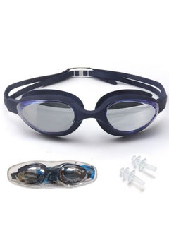 Buy G-102 Anti-Fog Swim Goggles Mirror Lens With Box & Ear Plugs, Dark Blue in Egypt