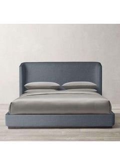 Buy Swedish Wood Velvet Grey Queen Bed By Alhome - 110112306 180x140 cm in Saudi Arabia