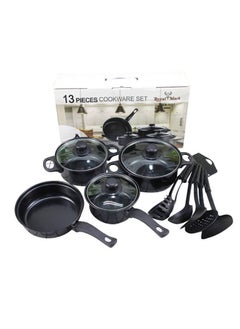 Buy 13-Piece Cookware Set 7-Piece Pot Frying Pan Flat Skillet Skillet Stock Pot Spatula Set in Saudi Arabia