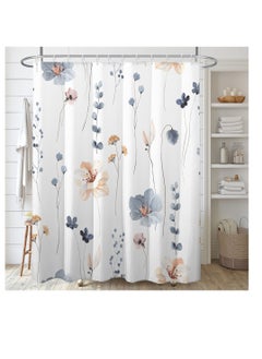 Buy Watercolor Floral Shower Curtain Sets, Boho Floral Shower Curtain, Watercolor Blue Flowers Shower Curtain Sets, Modern Minimalist Waterproof Fabric Bath Curtain, with 12 Hooks (72x72 Inches) in Saudi Arabia