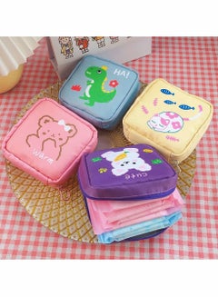Buy Sanitary Napkin Storage Bag 4pcs Menstrual Pad Bag Zipper Napkins Bag Menstrual Cup Pouch Cotton Bag for Women and Girls Kitten Bear Dinosaur Rabbit in Saudi Arabia