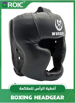 اشتري Boxing Headgear for Adults Kids, Safety Head Guard,Brace Head Protection,PU Leather Boxing Helmet for Traning Kickboxing MMA Muay Thai Sparring Martial Arts Karate Taekwondo في السعودية