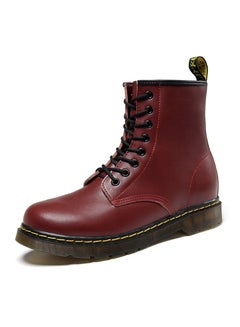 Buy Men Lace Up Martin Boots Red in UAE