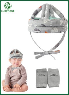 Buy Baby Safety Helmet Infant Toddler Adjustable Head Cushion Breathable Bumper Bonnet for Running Walking Crawling with Knee Pads in Saudi Arabia