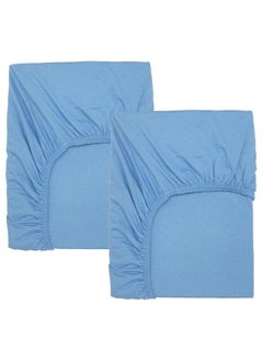 Buy Fitted Sheet For Cot Light Blue 60X120 Cm in Saudi Arabia