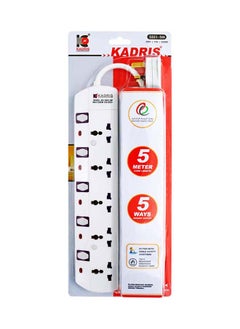 اشتري Power Strips S551 Heavy Duty Extension Cord with 5 way Outlets with individual switch, Charging Socket with 5 meter Heat resistant  Extension Cord (White) في الامارات