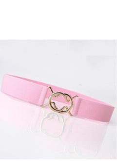 Buy Single Loop Japanese Simple Elastic Women's Dress Slim Fit Round Loop Buckle Belt  71cm Pink in UAE