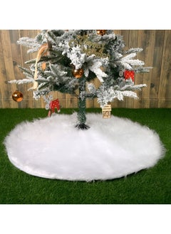 اشتري Christmas Tree Plush Skir, 6cm Long White Faux Fur Tree Mat 120cm في الامارات