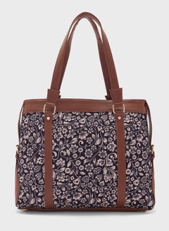 Buy Floral Print Canvas Tote Bag With Laptop Sleeve in UAE