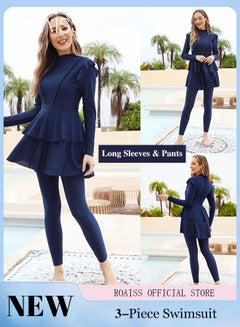 Buy 3-Piece Set Women Split Swimsuit Women Long-Sleeved Sun Protection Beach Wear Surf Wear in UAE