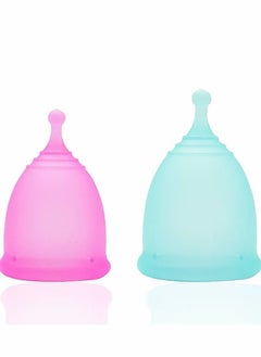 Buy Soft Menstrual Cup Super Soft and Flexible, Reusable Silicone Foldable Sterilizing Cup, Wear for 12 Hours, Easy to Clean Tampon and Pad Alternative 1 Small and 1 Large in Saudi Arabia