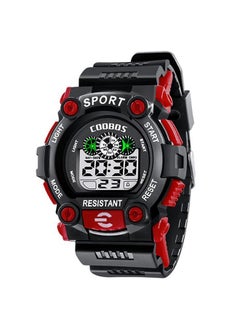 Buy Kids Water Resistant Rubber Digital Watch Black/Red in Saudi Arabia