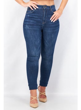 Buy Women Skinny Fit Dark Super High Rise Jeans, Blue in UAE