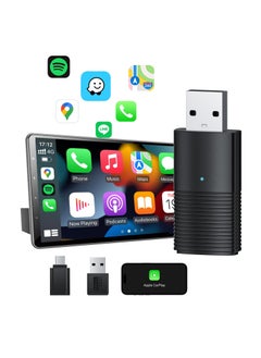 Buy Mini Wireless Carplay Adapter, 10s Auto-Connect for Cars with OEM Wired CarPlay, with USB Port, Convert Wired to Wireless CarPlay Dongle, Carplay Dongle for Cars from 2016+ & iOS 10+, Online Update in Saudi Arabia