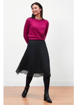 Buy Women Mesh Midi Skirt, Black in UAE