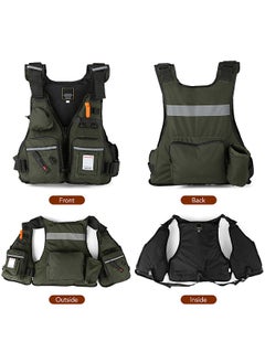 اشتري Multi-Pockets Fly Fishing Jacket Buoyancy Vest with Water Bottle Holder for Kayaking Sailing Boating Water Sports في السعودية