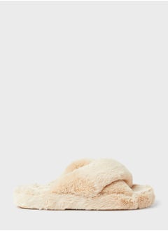 اشتري Lopply Faux Fur Cross-Over Slipper في السعودية