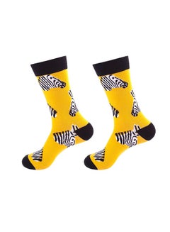 Buy Women's Summer Mid Length Socks Fashionable Men's Cotton Socks Cartoon Zebra Pattern Sweat Absorbing and Breathable Casual Socks Multicolour in Saudi Arabia