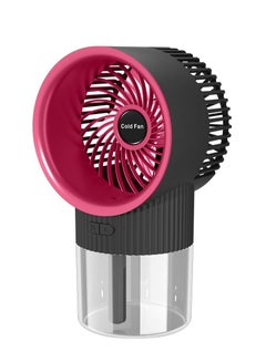 Buy 2-in-1 Mini Portable Water Mist Fan with Colorful Atmosphere Lamp 350ml 6.5W 3-Speeds USB Charging W39 Pink Grey in UAE